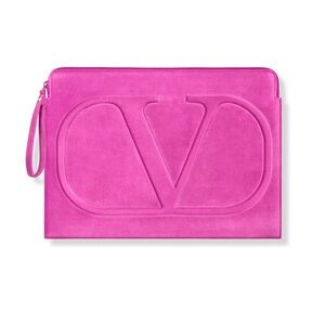 Valentino Hot Pink Suede VLogo Laptop Case